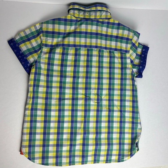 Baker by Ted Baker Short-Sleeve Green Yellow Blue Plaid Button-up Shirt size 4Y - Picture 2 of 8